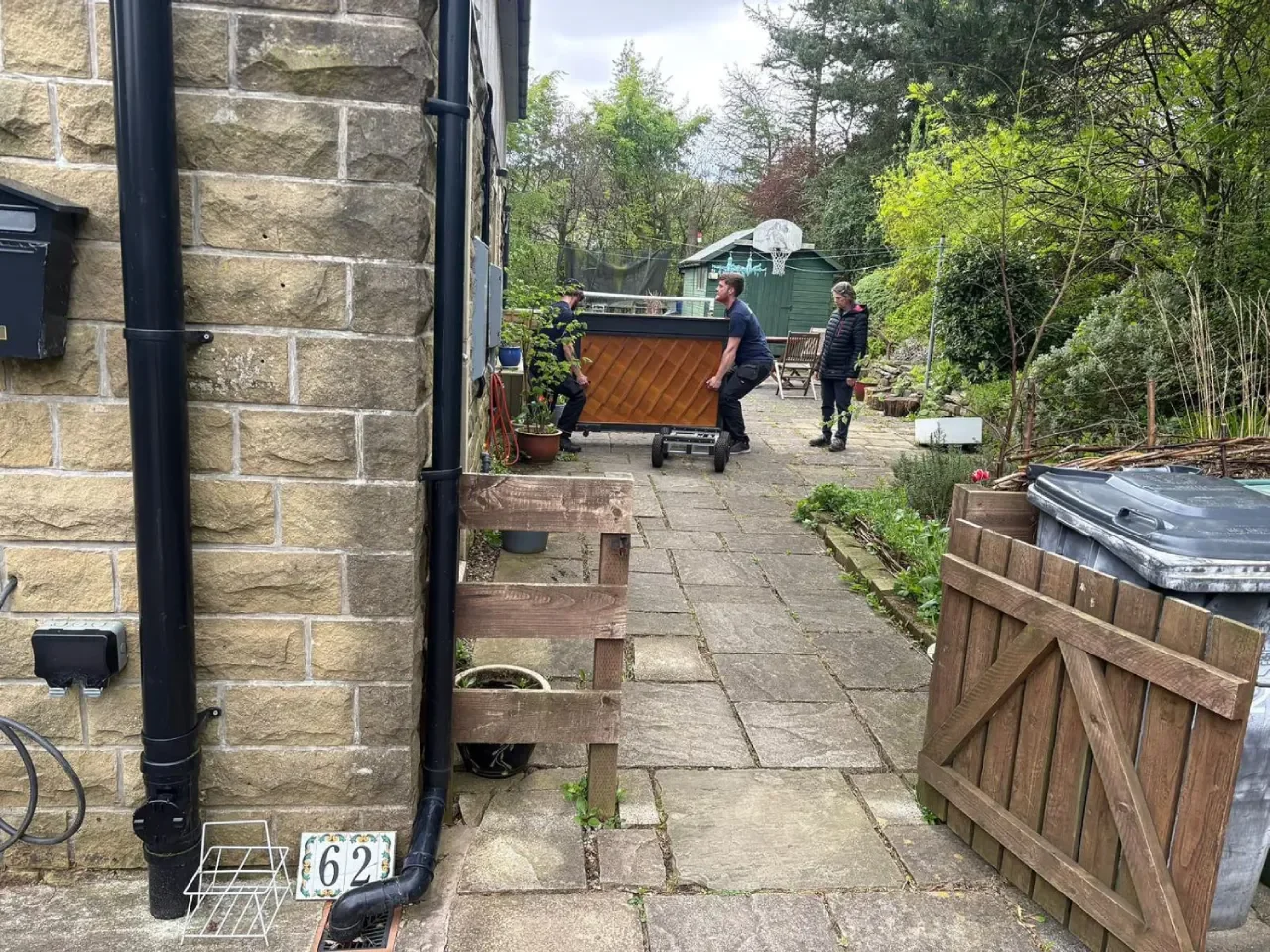 Furniture move along a residential path during a residential move